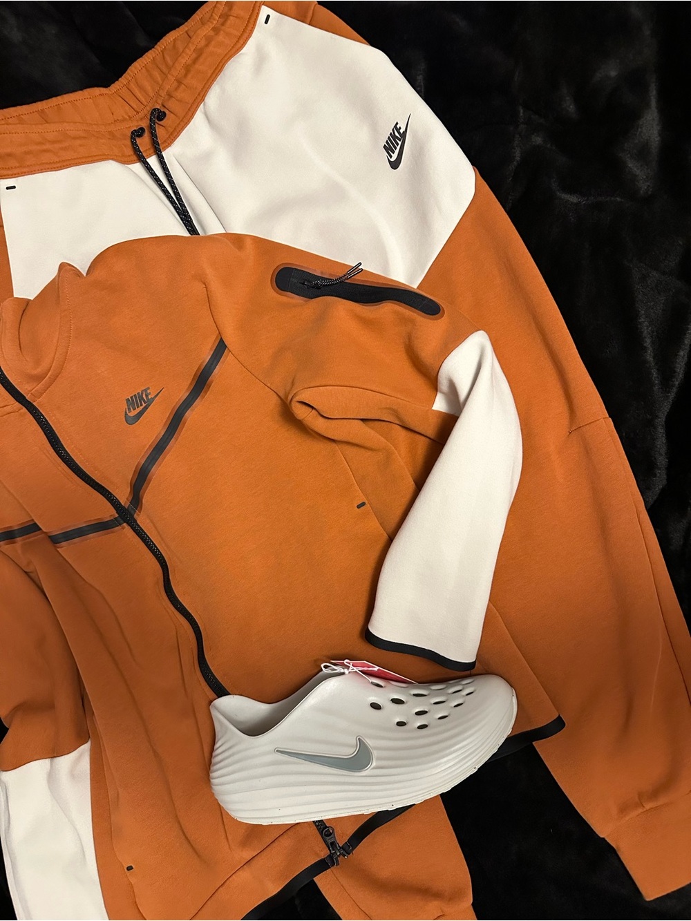 🔥 Nike Colorblock Tech Fleece Jacket & Pants Joggers Set ORANGE SUNRISE  Sz L